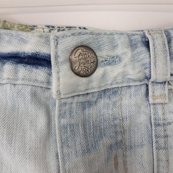 GUESS Distressed Light Wash Denim Jean Mini Skirt - Picture 4 of 12